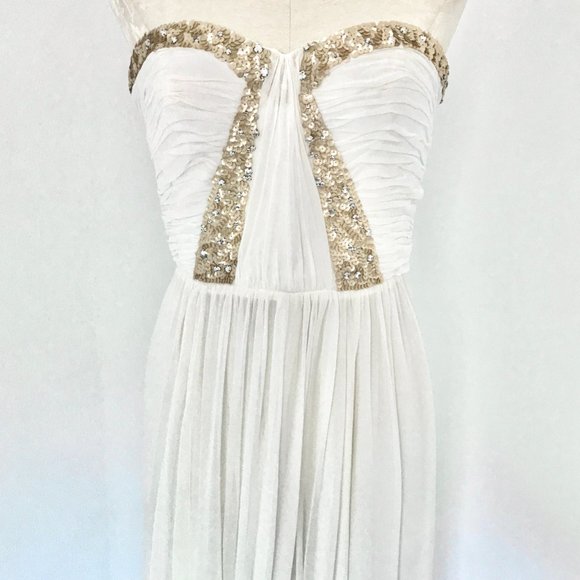 Rebecca Taylor Dress S/M Formal White Prom Wedding Hoco Debutante Maxi Long Gown - Picture 5 of 16